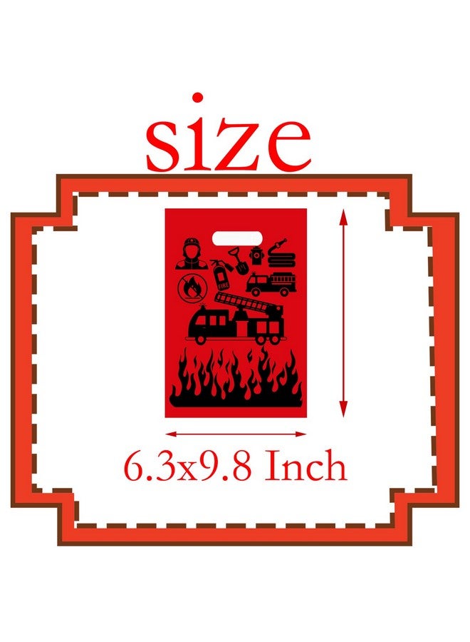 CupaPlay 50 Fire Truck Party Decorations Goodie Favor Plastic Bags Fire Truck Fire Car Fireman Theme Party Supplies Decorations Baby Shower Birthday Bag - Image 3
