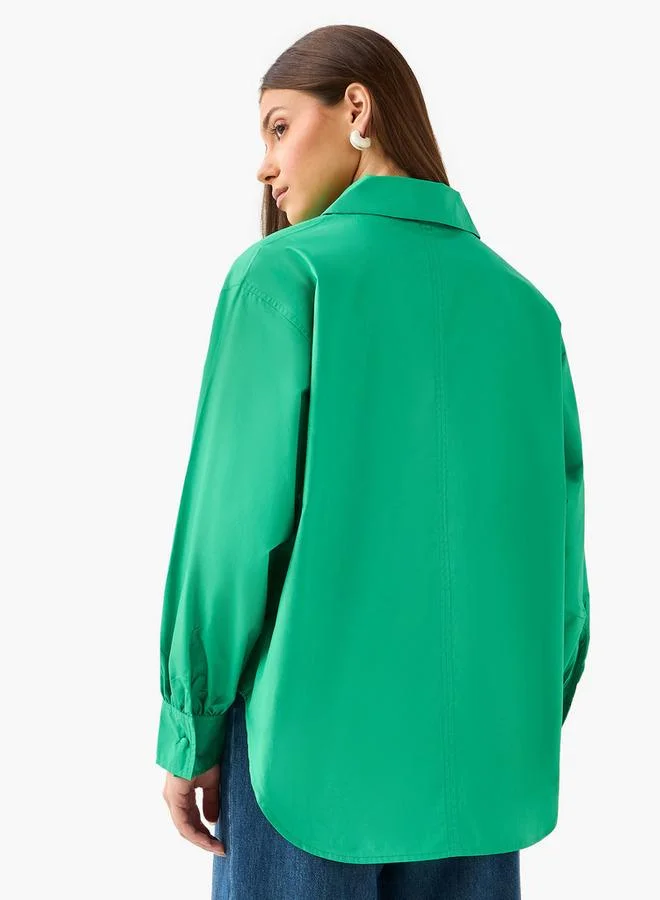 ايكونيك Iconic Relaxed Fit Cotton Shirt with Tie-Ups