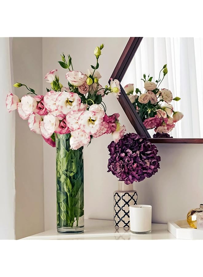 إيروريكس مجموعة من مزهريتين زجاجيتين طويلتين على شكل أسطوانة مقاس 4 بوصات عرض × 16 بوصة ارتفاع، مزهريات زهور شفافة، حاملات شموع، حوض زهور لحفلات الزفاف، قطع مركزية زخرفية للمناسبات المنزلية - Image 5