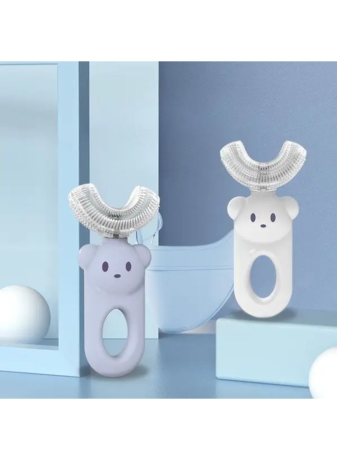 Pink U Shaped Manual Toothbrush Soft Bristles For Sensitive Gums Easy Grip Handle - Image 3