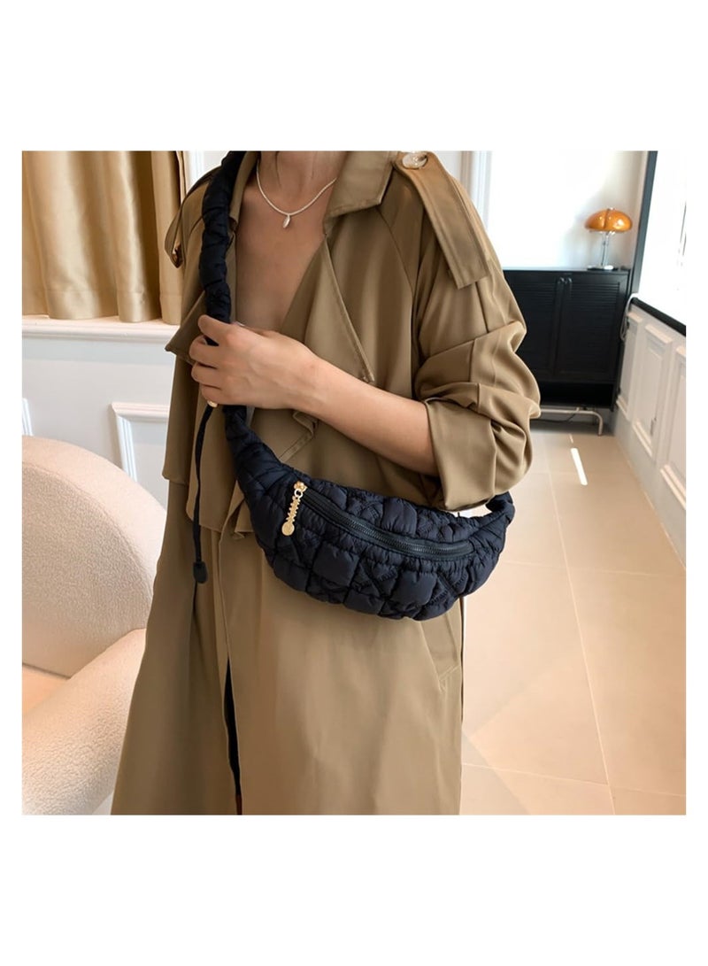 Excefore Quilted Crossbody Sling Bag, Puffer Crossbody Purse Lightweight Puffy Shoulder Bag Nylon Quilted Chest Bag - Image 3