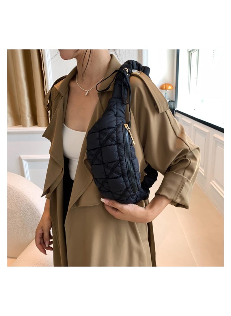 Excefore Quilted Crossbody Sling Bag, Puffer Crossbody Purse Lightweight Puffy Shoulder Bag Nylon Quilted Chest Bag - Image 2