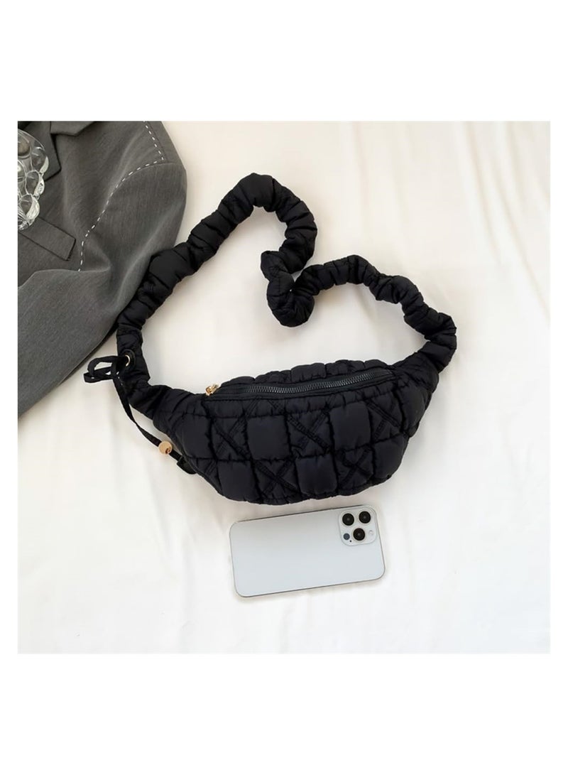 Excefore Quilted Crossbody Sling Bag, Puffer Crossbody Purse Lightweight Puffy Shoulder Bag Nylon Quilted Chest Bag - Image 5