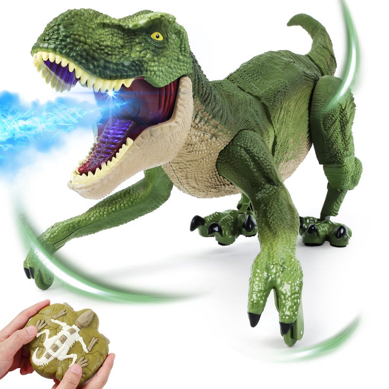 BEMITON Remote Control Dinosaur Toy Birthday Gifts for 47 812 Year Old Boys 24GHZ Electronic RC Walking Dino with Spray Light Roar for Kids Age 412 - Image 2