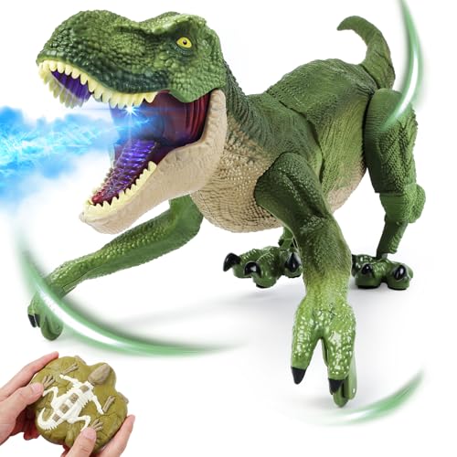 BEMITON Remote Control Dinosaur Toy Birthday Gifts for 47 812 Year Old Boys 24GHZ Electronic RC Walking Dino with Spray Light Roar for Kids Age 412 - Image 1