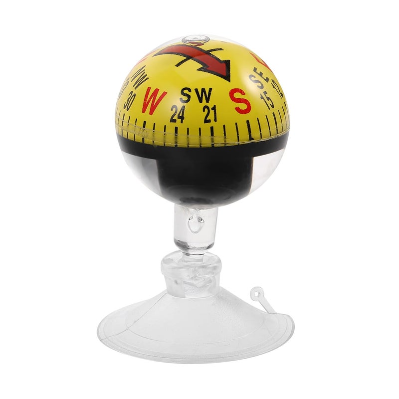 38mm Yellow Plastic Car Dashboard Compass with Suction Cup for Truck Boat and Marine Navigation - Image 2