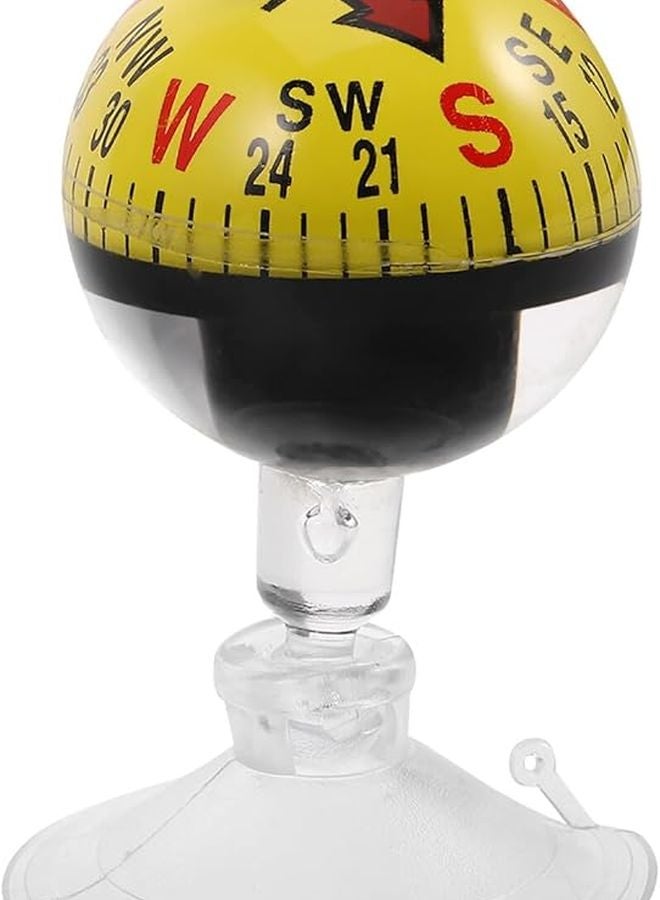 38mm Yellow Plastic Car Dashboard Compass with Suction Cup for Truck Boat and Marine Navigation - Image 1