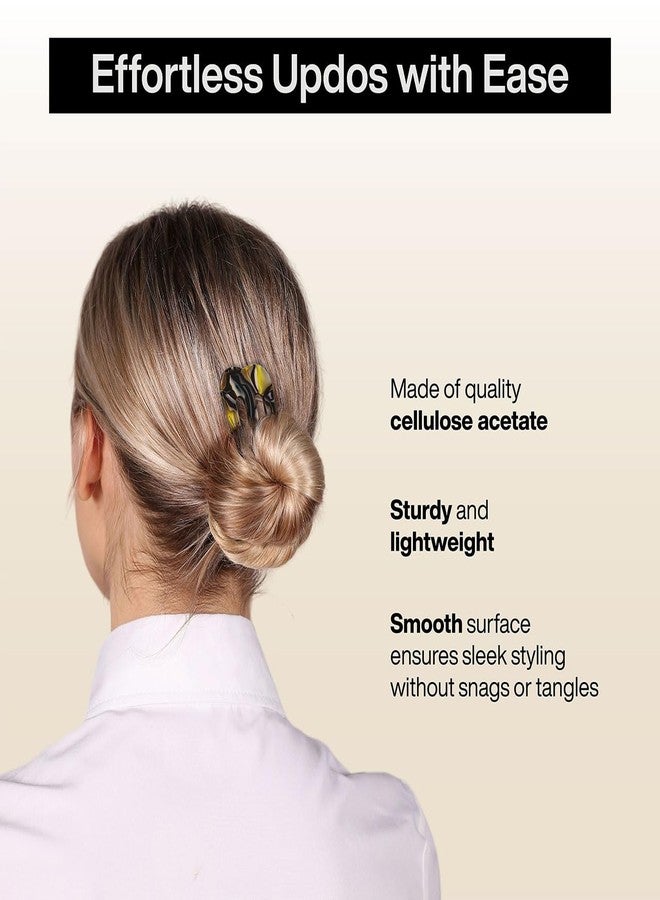 HYFEEL Large French Hair Pins for Women, 3-Prong French Pins for Thick Hair, U Shaped Hair Forks, French Twist Hair Pin Clips, Updo Hair Sticks for Buns, 2 Pcs (Tortoise, Brown) - Image 4