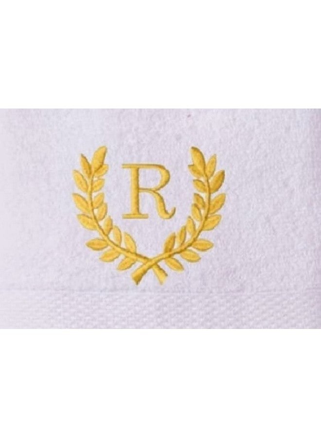 Mrunals Fashion- Face Towel with Alphabet Embroidery (Pack of 4), Face Towel 60 GSM Size 12 X 12 inch, Golden Color Embroidery, White Towel (Golden Embroidery R) - Image 2