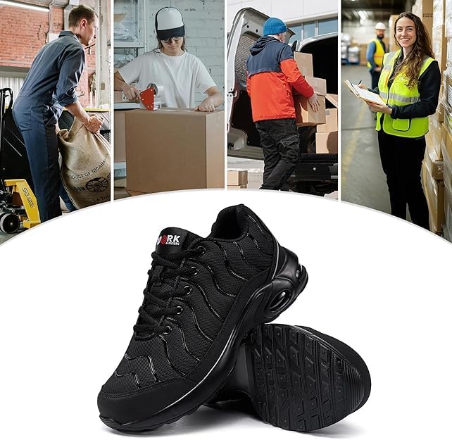 LARNMERN Steel Toe Shoes for Men Lightweight Puncture Proof Safety Toe Tennis Sneakers Comfortable Breathable Work Shoe Slip Resistant Zapatos De Trabajo para10DarkLSE31270 - Image 3