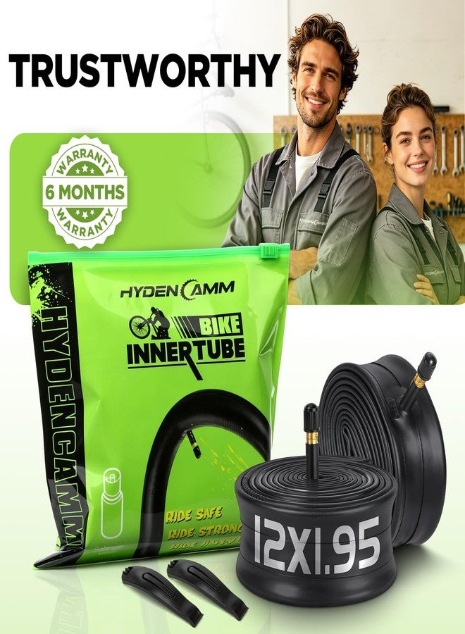 Hydencamm 2 Pack 12x1.75/2.125 Inner Tube, 12x1.75 12x1.95 12x2.10 12x2.125 with 35mm Schrader Valve, Butyl 12.5 x 1.95 Bike Tube with 2PCS Levers, Compatible with MTB and Cruisers, City, Road Bikes - Image 5