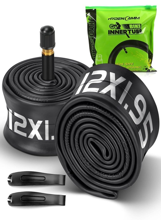 Hydencamm 2 Pack 12x1.75/2.125 Inner Tube, 12x1.75 12x1.95 12x2.10 12x2.125 with 35mm Schrader Valve, Butyl 12.5 x 1.95 Bike Tube with 2PCS Levers, Compatible with MTB and Cruisers, City, Road Bikes - Image 1