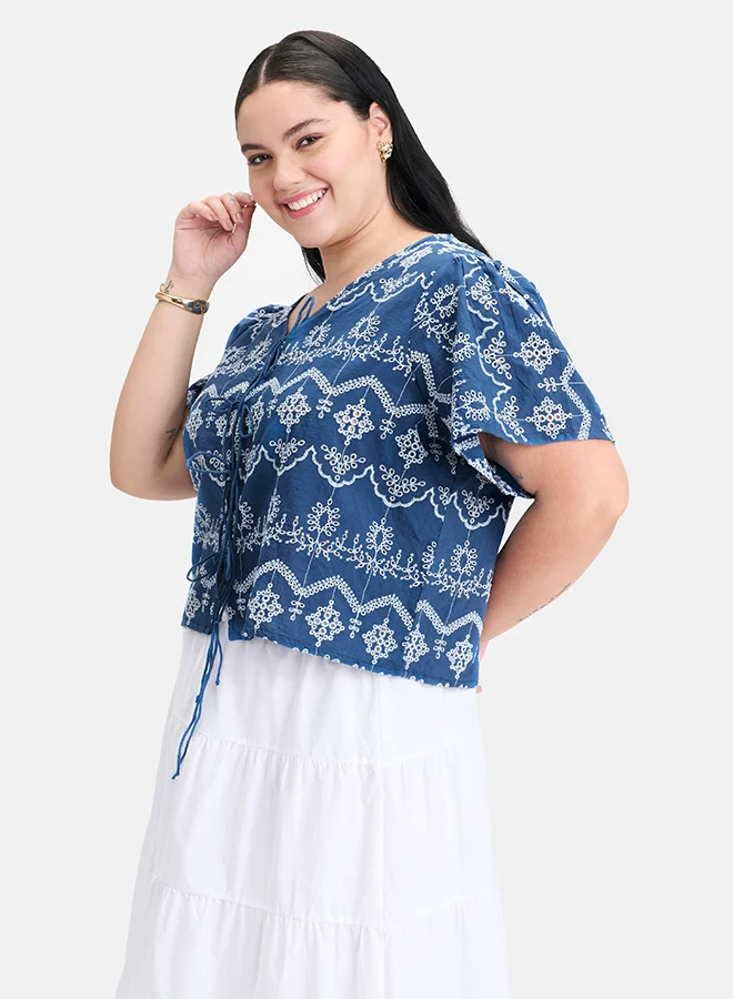 Virgio VIRGIO 100% Cotton Cropped Tie-Up Top