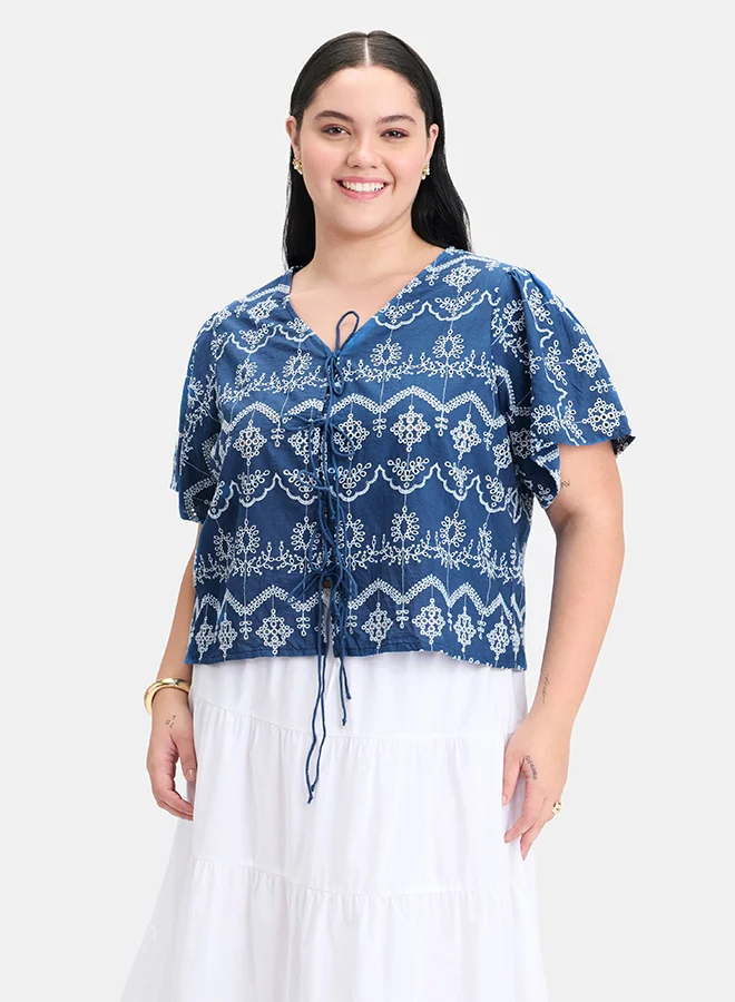 Virgio VIRGIO 100% Cotton Cropped Tie-Up Top