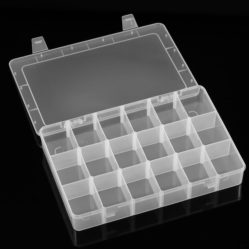 Clear Plastic Organizer: 18 Grids With Adjustable Dividers - Transparent Storage Box for Small Parts, Electronic Components and Jewelry Organization - Image 2