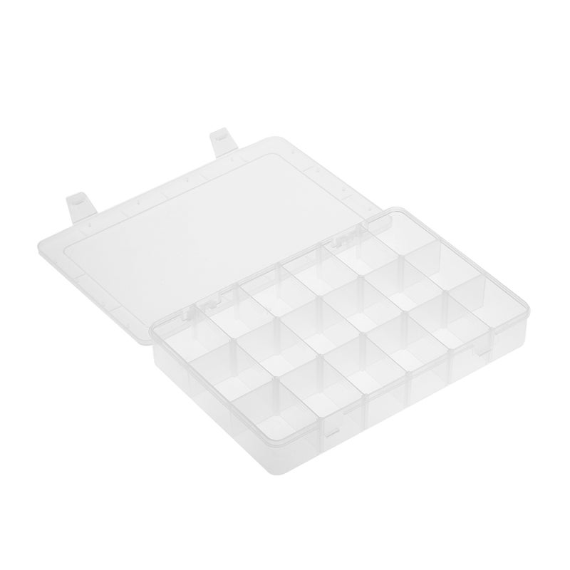 Clear Plastic Organizer: 18 Grids With Adjustable Dividers - Transparent Storage Box for Small Parts, Electronic Components and Jewelry Organization - Image 5