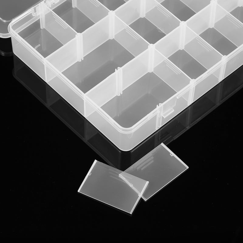 Clear Plastic Organizer: 18 Grids With Adjustable Dividers - Transparent Storage Box for Small Parts, Electronic Components and Jewelry Organization - Image 4