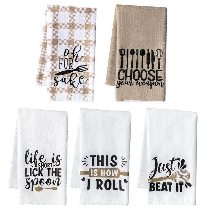 5PCS FUNNY KITCHEN DISH TOWEL SET ABSORBENT QUICK DRY CLOTH DISH TEA TOWELS REUSABLE BAR HAND DISHCLOTHS DECOR FOR BATHROOM KITCHEN HOME SUPPLIES