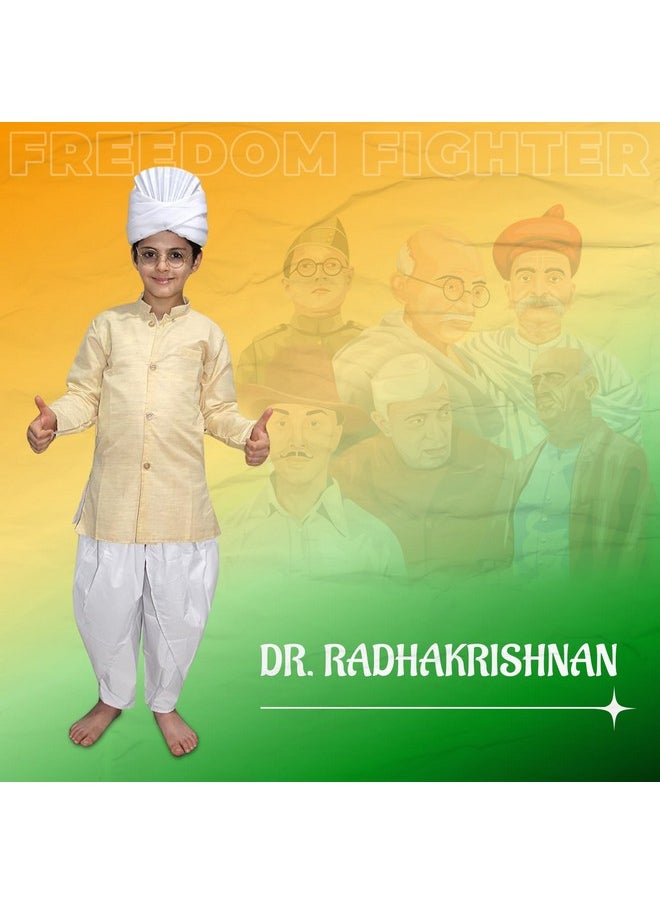 Kaku Fancy Dresses Kaku Fancy Dresses Polyester Dr. Radhakrishnan Costume For Boys | Republic Day & Independence Day National Hero Freedom Fighter Fancy Dress For Kids - 3-4 Years,White  - Image 2