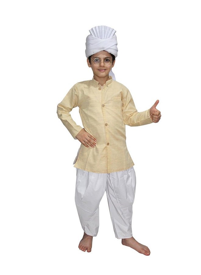 Kaku Fancy Dresses Kaku Fancy Dresses Polyester Dr. Radhakrishnan Costume For Boys | Republic Day & Independence Day National Hero Freedom Fighter Fancy Dress For Kids - 3-4 Years,White  - Image 1