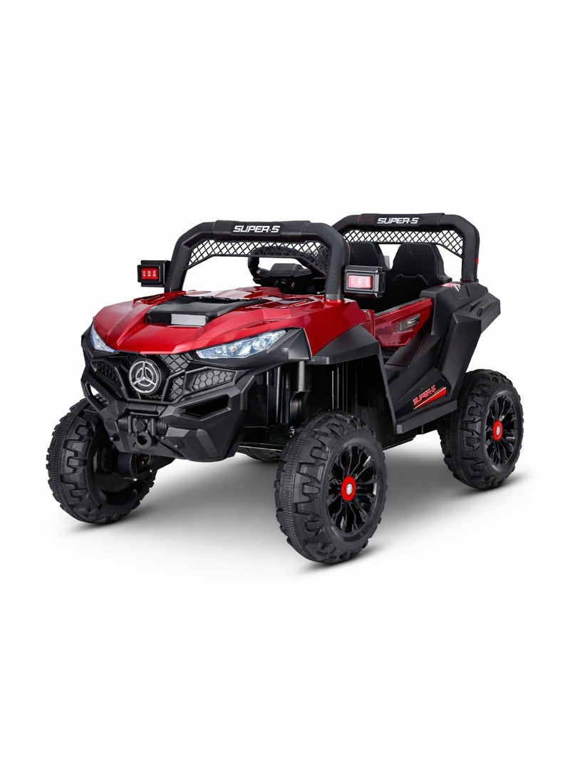 12V Kids Ride On Electric Car with Remote Control, 4WD Off-Road SUV, LED Lights, Music Player, USB & AUX, Dual Seat, Battery Powered Toy Car for Boys & Girls 2-8 Years - Image 1