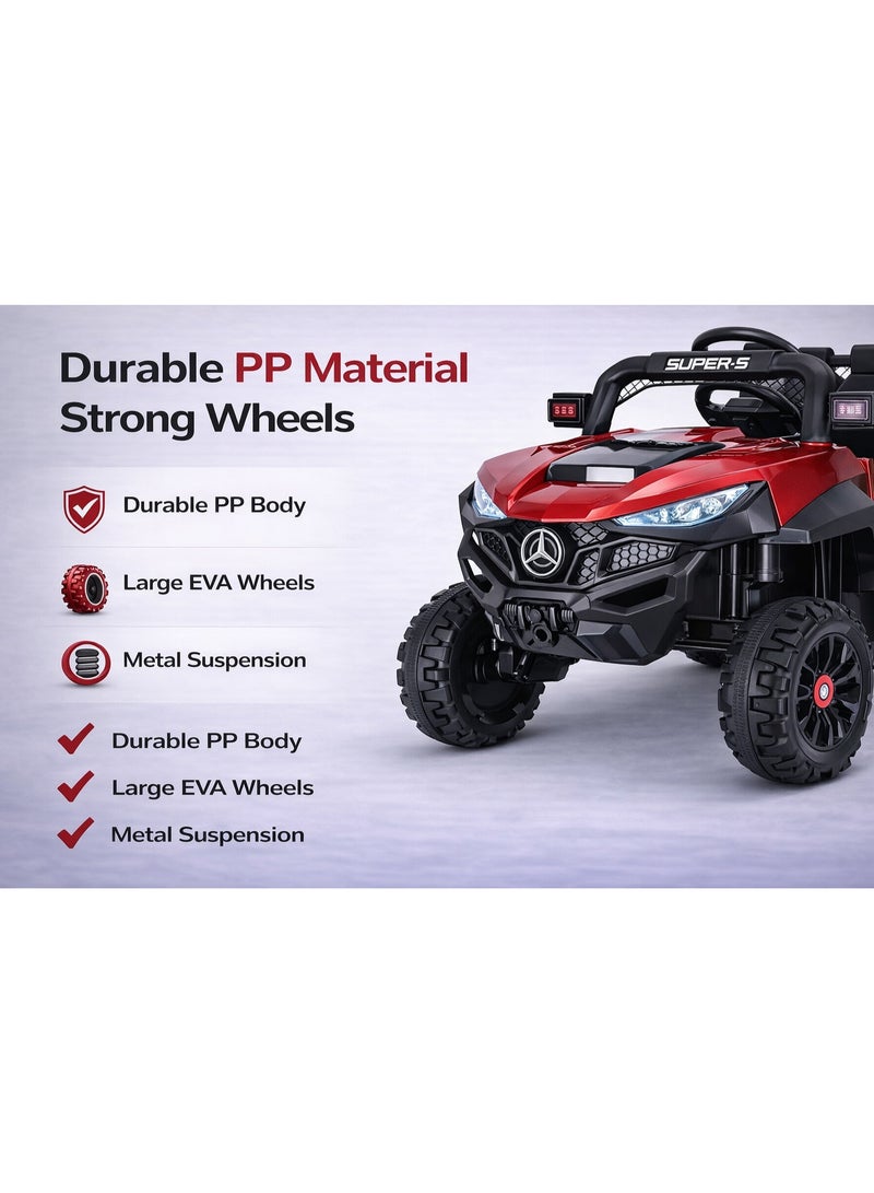 12V Kids Ride On Electric Car with Remote Control, 4WD Off-Road SUV, LED Lights, Music Player, USB & AUX, Dual Seat, Battery Powered Toy Car for Boys & Girls 2-8 Years - Image 2
