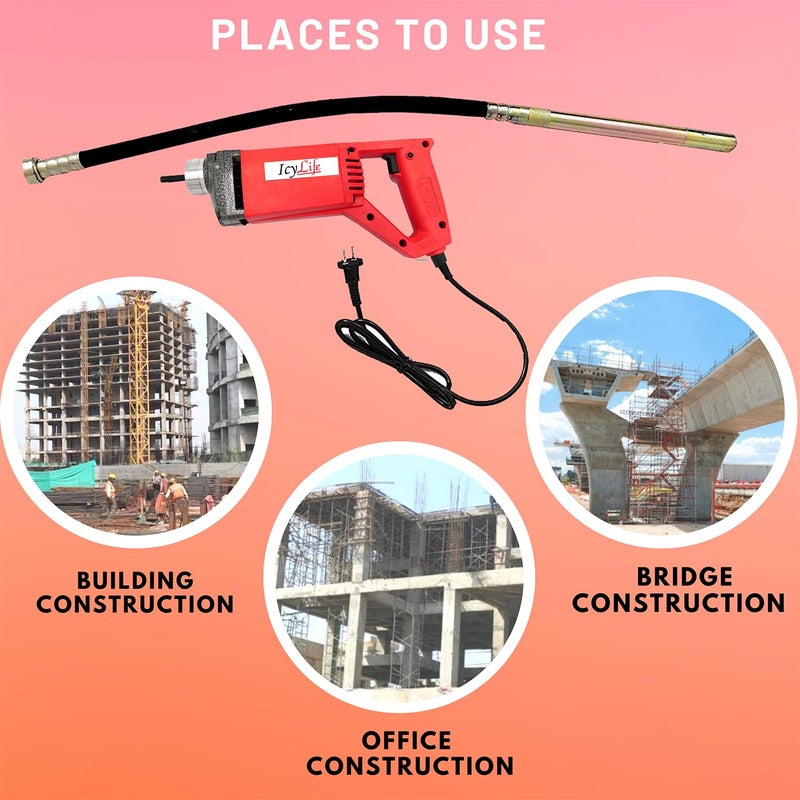 ICYLIFE ICYLIFE Concrete Vibrator With 15 Mitre Needle Shaft 1330WTT 13800RPM Electric Vibrator Machine  - Image 4
