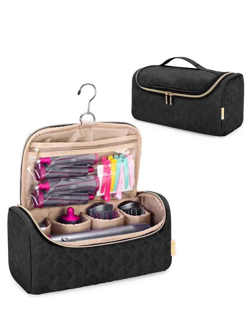 Travel Case for Dyson Airwrap Complete Styler and Attachments - Portable Storage Bag with Hanging Hook for Hair Curler Accessories (Black) - Image 1
