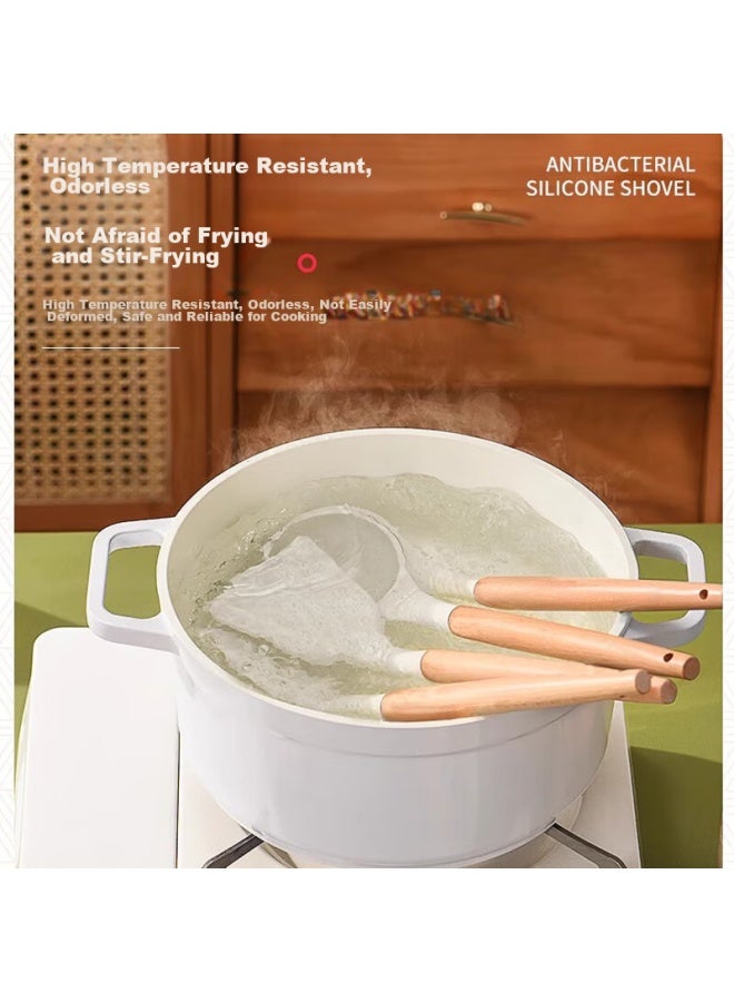 Dipple Silicone Spatula, Non-Stick Pan Specific, Food-Grade Silicone Cooking Spatula, Wooden Handle, Household High-Temperature Resistant Kitchen Utensil - Image 4