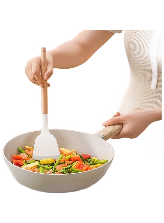 Dipple Silicone Spatula, Non-Stick Pan Specific, Food-Grade Silicone Cooking Spatula, Wooden Handle, Household High-Temperature Resistant Kitchen Utensil - Image 1