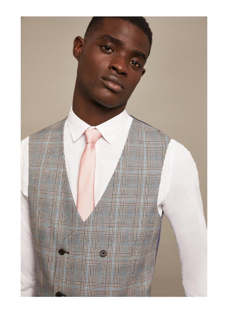 BURTON - Slim Fit Aqua Bold Checked Suit Waistcoat - Image 1