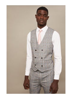 Slim Fit Aqua Bold Checked Suit Waistcoat