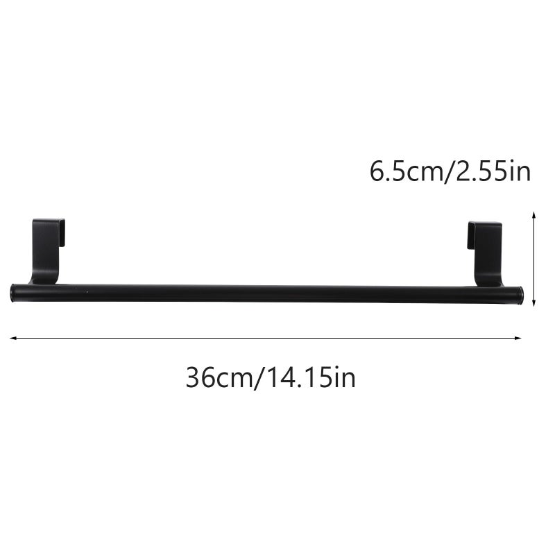 36Cm Black Stainless Steel Towel Bar 2 Pack Wall Mounted No Drill Kitchen Bathroom - Image 3