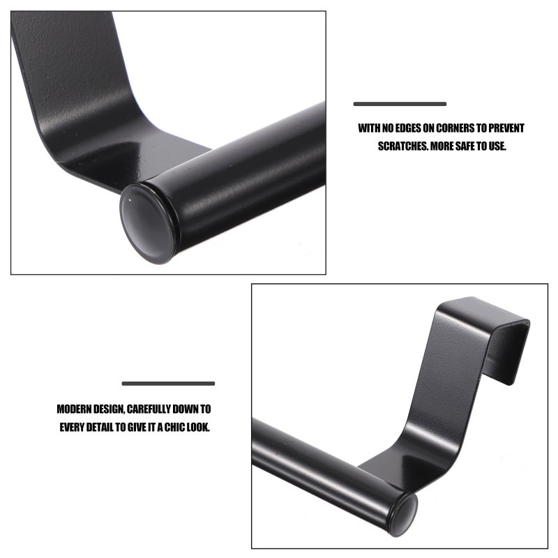 36Cm Black Stainless Steel Towel Bar 2 Pack Wall Mounted No Drill Kitchen Bathroom - Image 4
