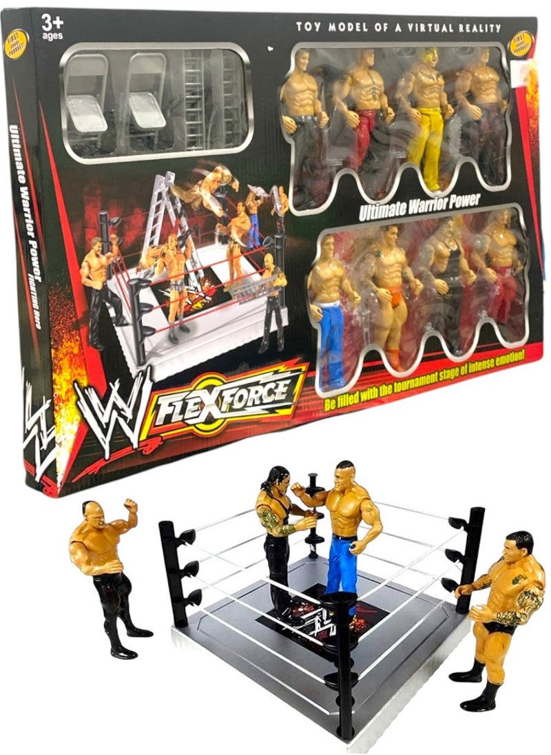Toy Box - WWE Flexforce Ultimate Warrior Power Wrestling Character Action Figure Toys with Ring Accessories size 67x 40cm - Image 1