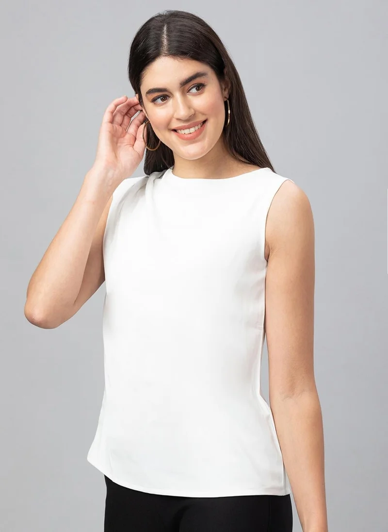 globus Globus Women White Solid Sleeveless Top