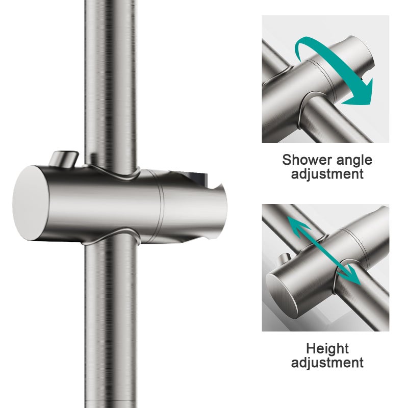 AULEEND Shower Slide Bar Handheld Shower Head with Hose, 5-Function Hand Shower with Wall Mountï¼Œshower slide bar,adjustable height shower head (A-round, Brushed Nickel) - Image 5