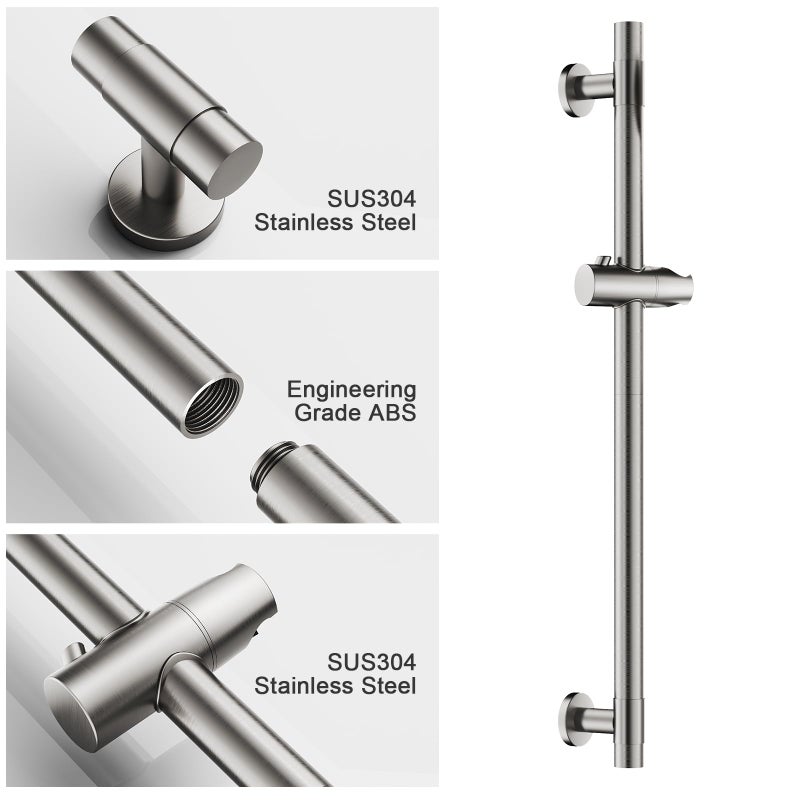 AULEEND Shower Slide Bar Handheld Shower Head with Hose, 5-Function Hand Shower with Wall Mountï¼Œshower slide bar,adjustable height shower head (A-round, Brushed Nickel) - Image 4