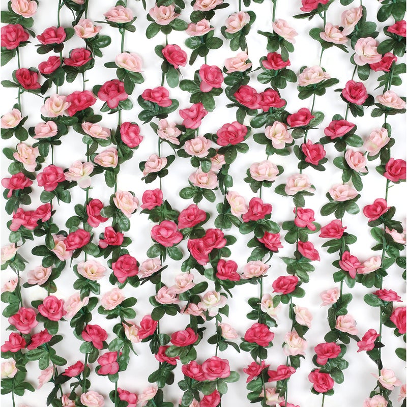 BLEUM CADE 2Pcs 164Ft Flower Garland Artificial Rose Vines for Bedroom Cute Fake Hanging Flower Vines Floral Garland Decorations for Wedding Party Wall Room Decor Aesthetic