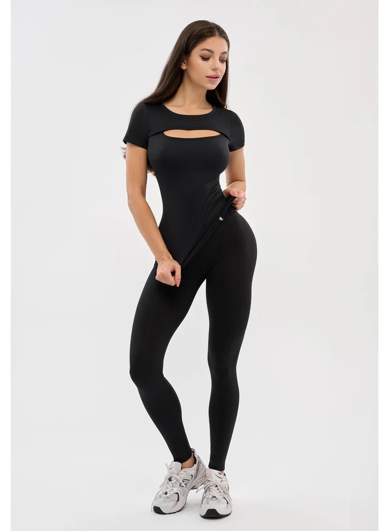 Bona Fide Keek T-shirt Black Bona Fide Women’s T-Shirt – Summer Short Sleeve Top with Modern Cutout – Slim Fit Casual & Workout Shirt for Women | Best Price UAE