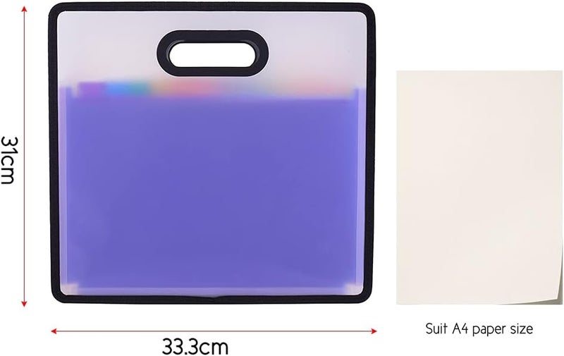 Expanding Accordion File Folder with 12 Pockets, Portable A4 Document Organizer for Office and School, Rainbow Colored Filing Cabinet Accessory with Labels and Reinforced Cloth - Image 2