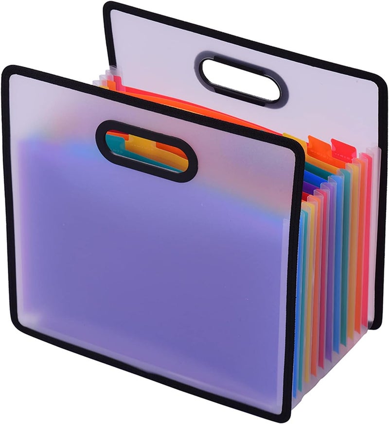 Expanding Accordion File Folder with 12 Pockets, Portable A4 Document Organizer for Office and School, Rainbow Colored Filing Cabinet Accessory with Labels and Reinforced Cloth - Image 5