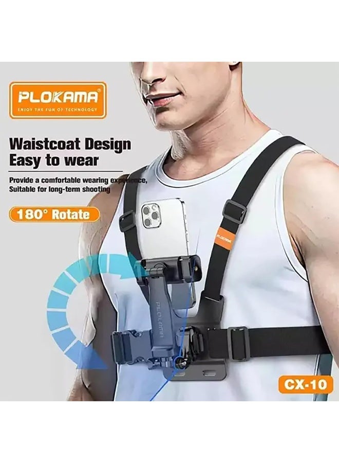 CX-10 Chest Mount Camera Holder, Adjustable Chest Strap, Mobile Phone Belt Clip by Bluecoma - Image 5