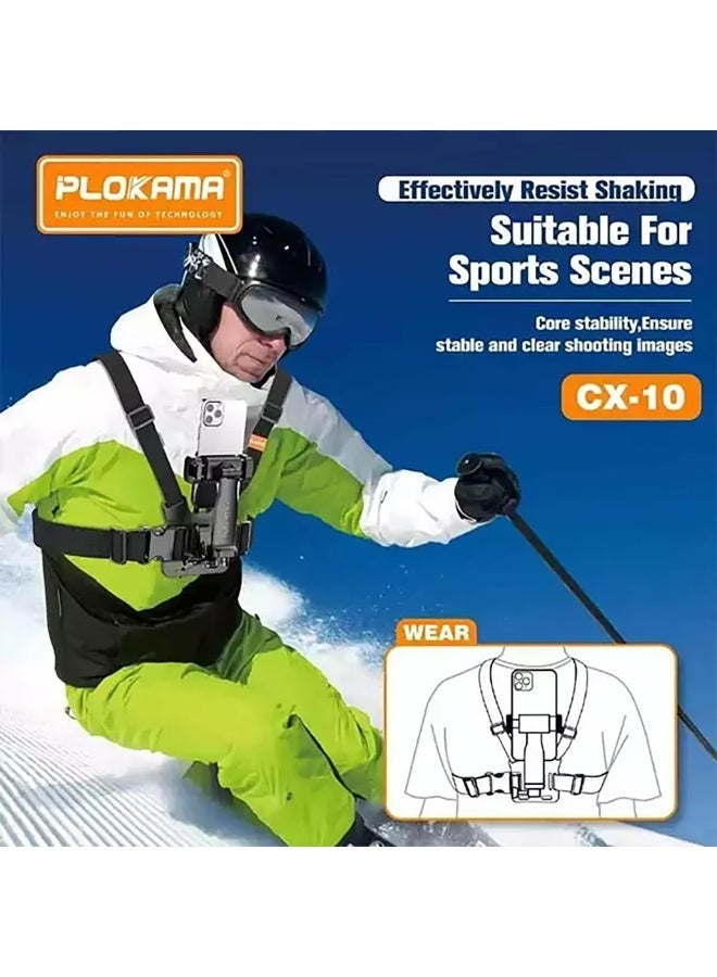 CX-10 Chest Mount Camera Holder, Adjustable Chest Strap, Mobile Phone Belt Clip by Bluecoma - Image 4