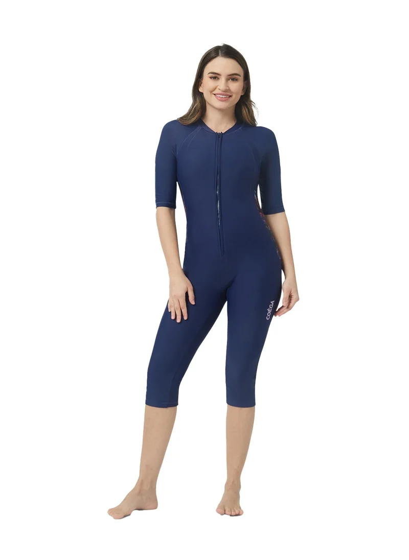 كويجا صن وير COEGA Ladies Slim-kini 3/4 - Navy Pink Swirls