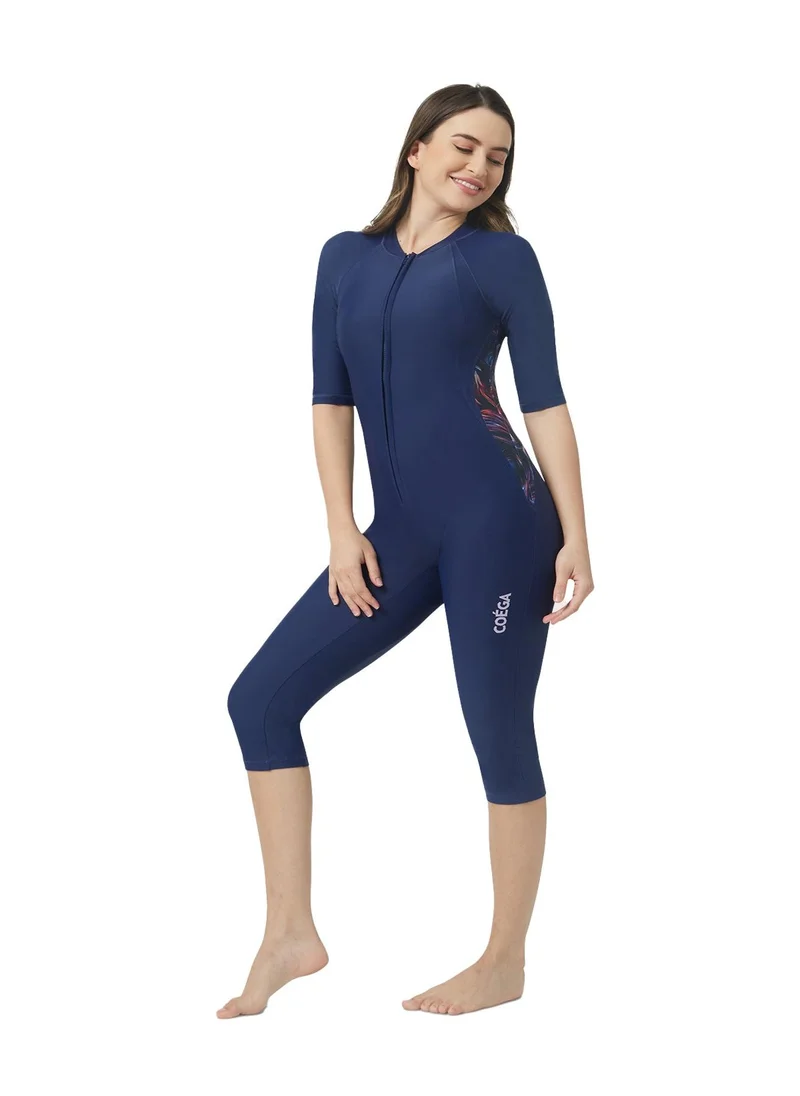 COEGA SUNWEAR COEGA Ladies Slim-kini 3/4 - Navy Pink Swirls