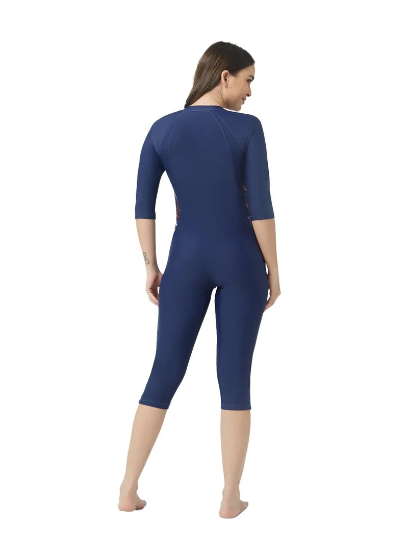 كويجا صن وير COEGA Ladies Slim-kini 3/4 - Navy Pink Swirls