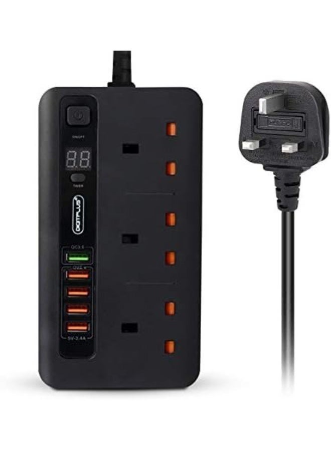 Digitplus DP-034PD-3M 8-in-1 Power Extension Socket – 3 AC Outlets, 5 USB Ports, USB-C PD 20W Fast Charging, 3500W, 3m Cord, Timer - Image 1