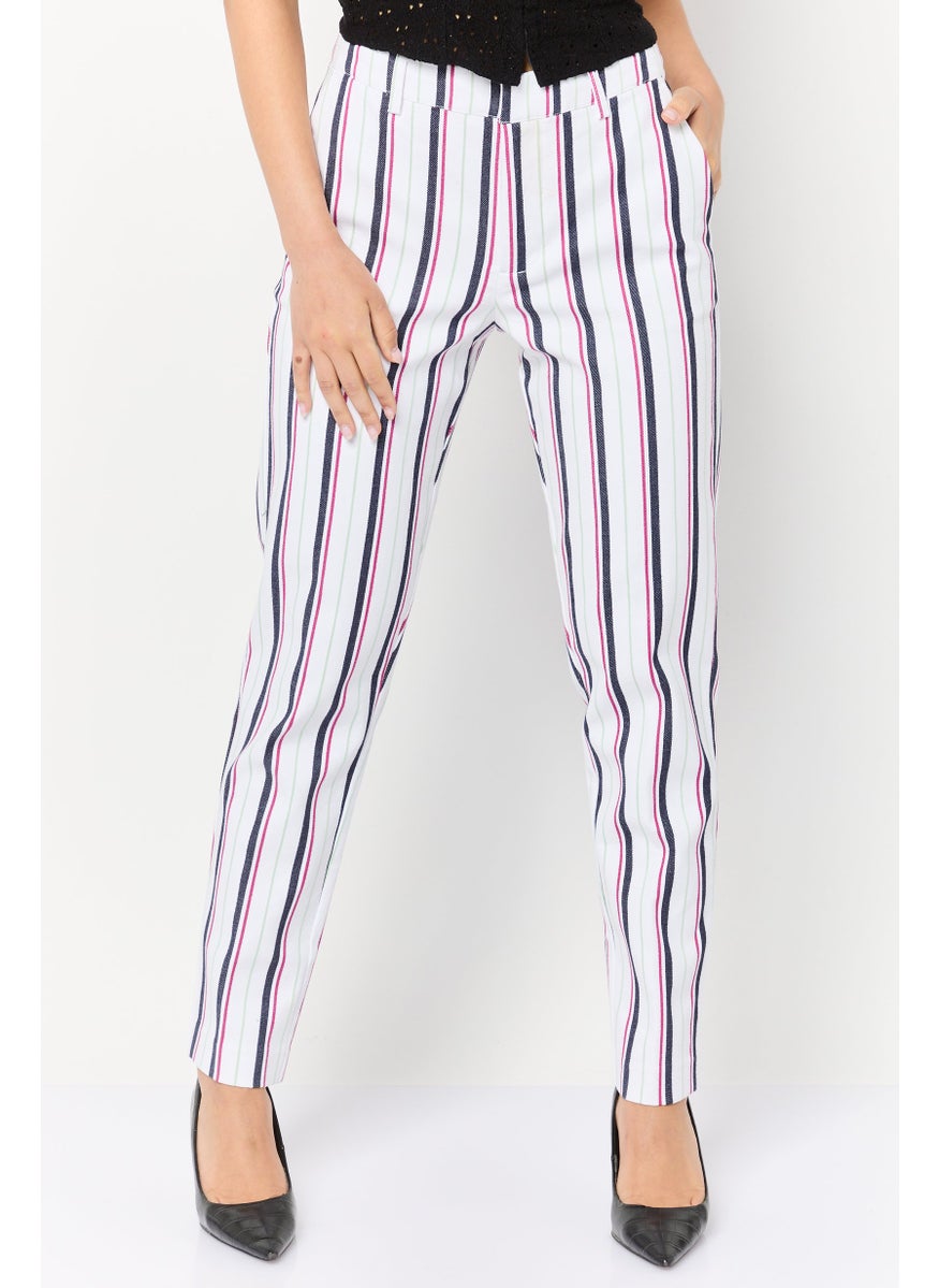 Scotch & Soda Women Regular Fit Stripe Dress Pants, Multicolor  - Image 1