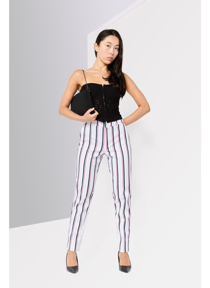 Scotch & Soda Women Regular Fit Stripe Dress Pants, Multicolor  - Image 4